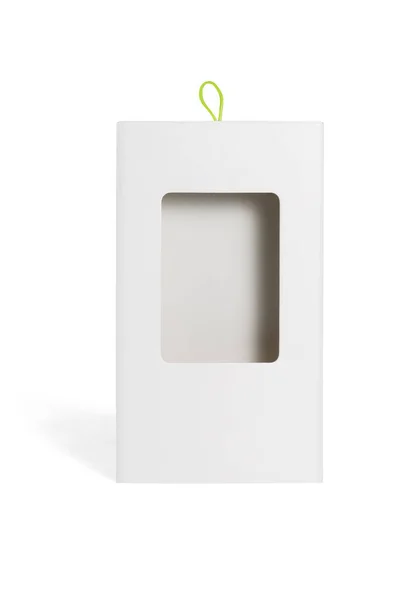 Carboard Package Box Plastic Window White Background — Stock Photo, Image