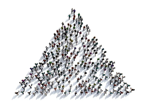 3D render crowd of people on white background from top view ,bir — Stock Photo, Image