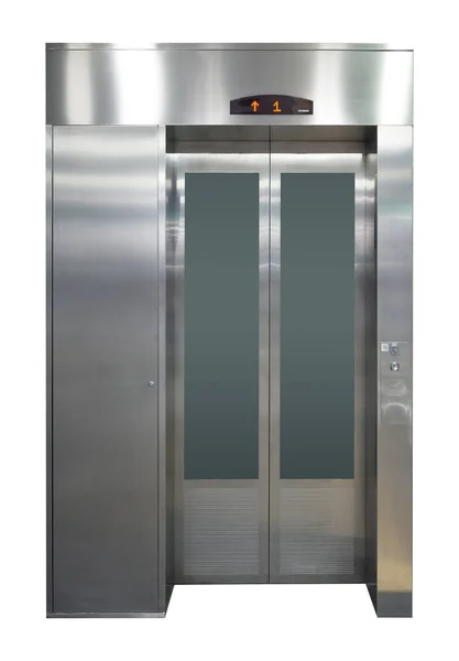 Пустой современный лифт или лифт с металлическими дверями. Isolated — стоковое фото