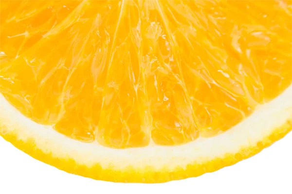 Nahaufnahme Scheibe frischer Orange isoliert auf weißem Hintergrund. mit — Stockfoto