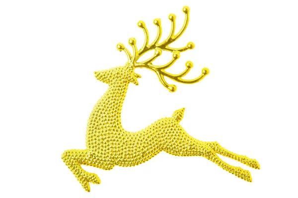 Gold reindeer glitter christmas decoration isolated on white bac — Stock Photo, Image