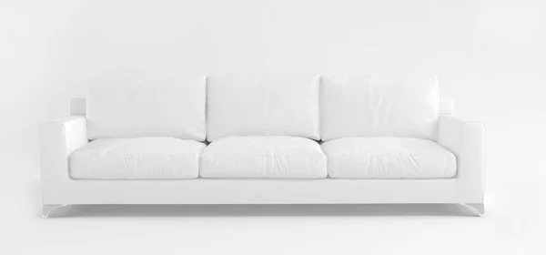 創造的なインテリアレイアウト ミニマルなスタイル 白灰色の背景に影のある現代的なスカンディナヴィアの白いソファ デザインのためのテンプレート インテリアオブジェクト スタイリッシュなソファ — ストック写真