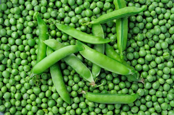 Young green peas top view