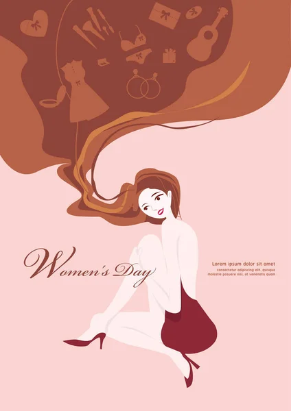 Día de la Mujer ilustración diseño de póster — Vector de stock