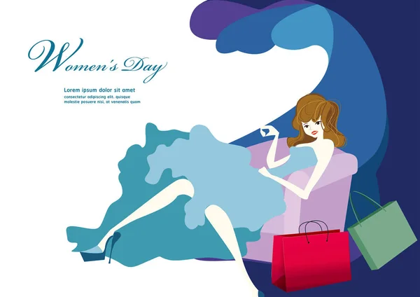 Día de la Mujer ilustración diseño de póster — Archivo Imágenes Vectoriales