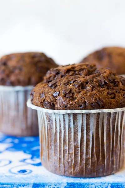 Muffin de chocolate closeup — Fotografia de Stock
