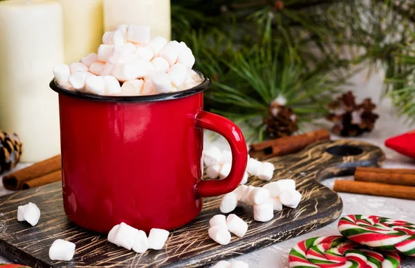 New Year cocoa with marshmallows — Stock Photo, Image