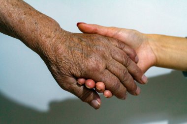 Yaşlı ve genç kadınlar elele
