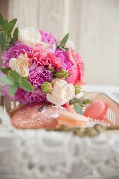 Zachte roze bruiloft boeket — Stockfoto