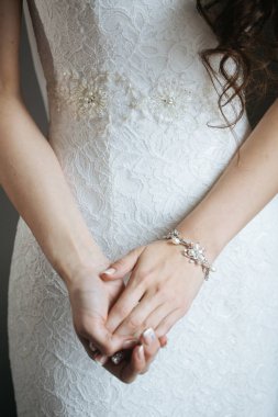 bride standing with clasped hands clipart