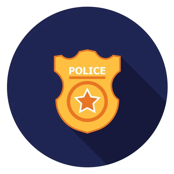 Ikona Odznaka Policja Ilustracja Płaski Okrągła Ikona Długim Cieniem — Wektor stockowy