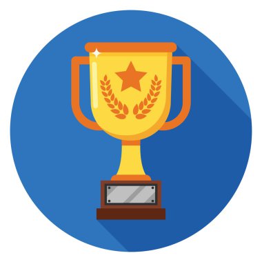 Kadehi simgesi. Düz stil çizimde. Uzun gölge ile yuvarlak simge.