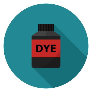 Boya tüp simgesi. Düz stil çizimde. Uzun gölge ile yuvarlak simge.