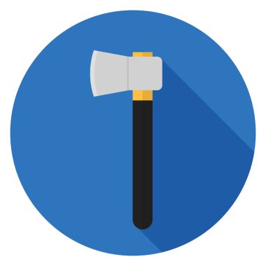 Balta simgesi. Düz stil çizimde. Uzun gölge ile yuvarlak simge.