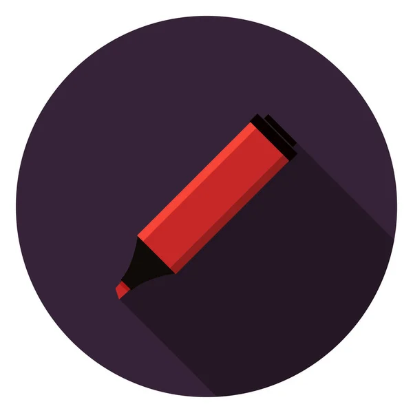 Rotes Markierungssymbol Illustration Flachen Stil Runde Ikone Mit Langem Schatten — Stockvektor