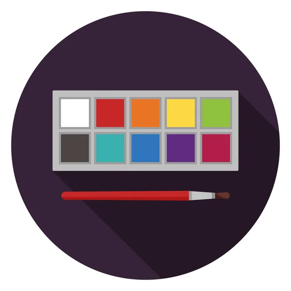 Gouache Farbpalette Icon Illustration Flachen Stil Runde Ikone Mit Langem — Stockvektor