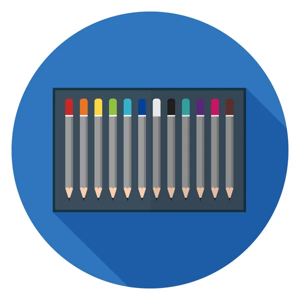 Icono Lápices Color Ilustración Estilo Plano Icono Redondo Con Sombra — Vector de stock