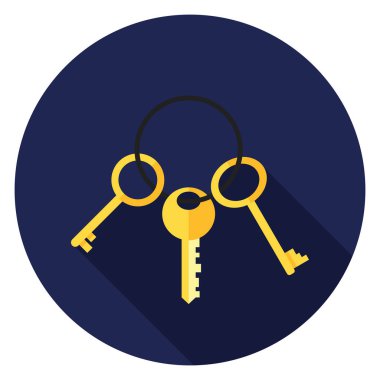 Bir grup tuşları simgesi. Düz stil çizimde. Uzun gölge ile yuvarlak simge.