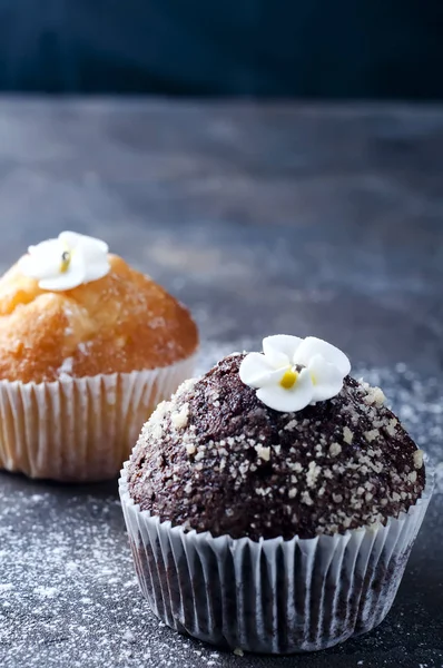 Chokolate fatto in casa e capcakes alla vaniglia — Foto Stock