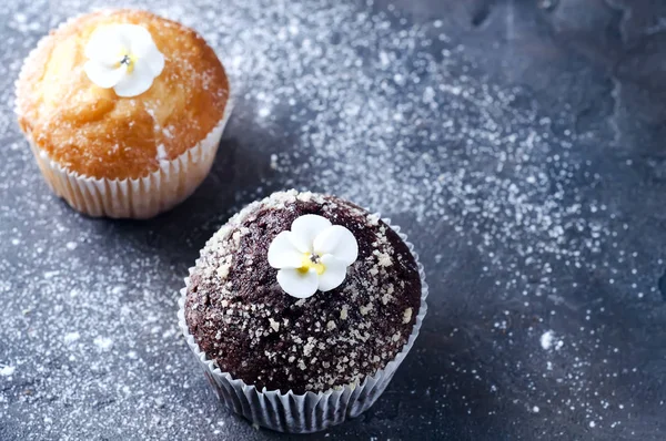 Chokolate fatto in casa e capcakes alla vaniglia — Foto Stock