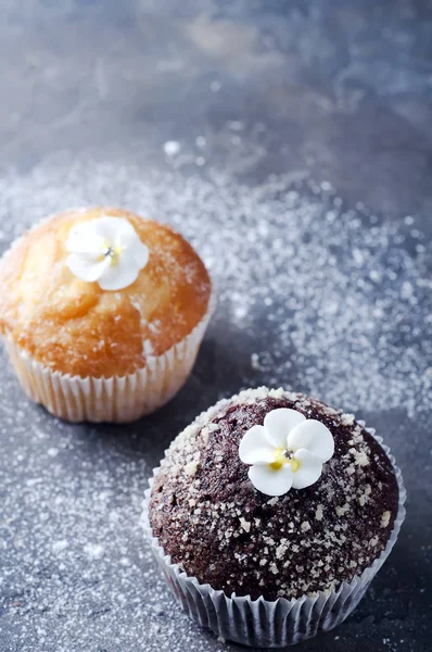Chokolate fatto in casa e capcakes alla vaniglia — Foto Stock