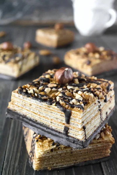 Gâteau maison aux noix et chocolat — Photo