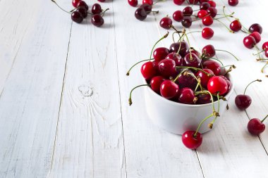 Beyaz bir tabak içinde kırmızı kiraz