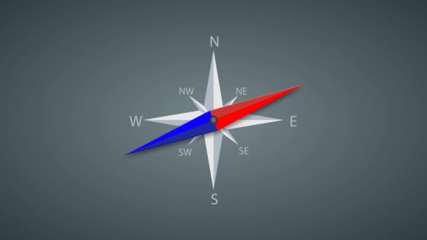 Видеозапись современного фона вращения компаса. Видеоанимация 4k . — стоковое видео