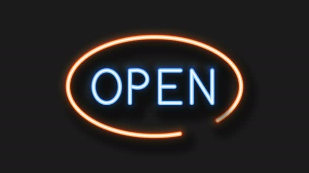 Imagens sinal de néon moderno no fundo escuro. Banner de moldura aberta. Animação 4K — Vídeo de Stock