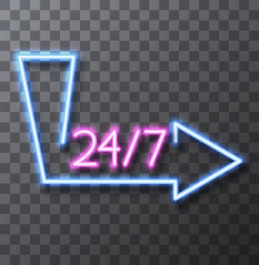 Vektör modern neon tabela şeffaf arka plan üzerinde