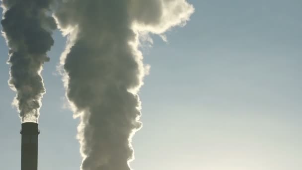 Industrieschlote emittieren giftige Schadstoffe in den Himmel und verschmutzen die Umwelt — Stockvideo