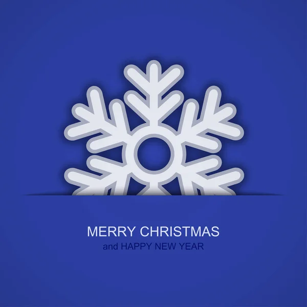 Vecteur moderne flocons de neige de Noël sur fond bleu. Invitation de Noël ou bonne année . — Image vectorielle
