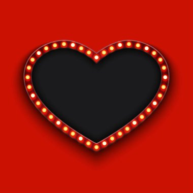 Vektör modern kavram retro billboard ve kalp simgesi üzerinde kırmızı bir arka plan