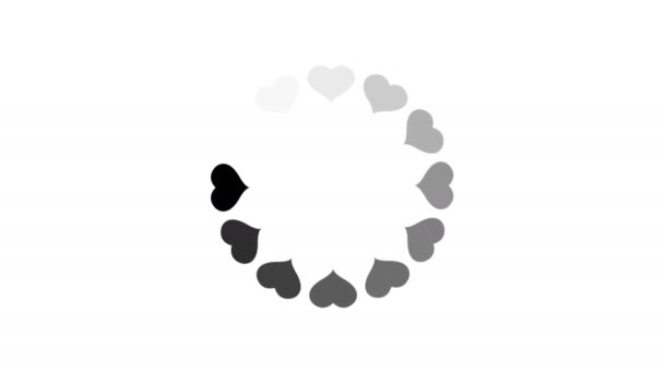 Animatie - cirkel hart pictogram op witte achtergrond met alfakanaal laden. 4k video. — Stockvideo