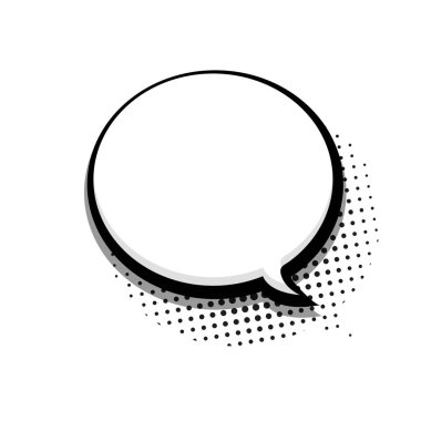 Vektör modern yarı ton kabarcık konuşma simgesini beyaz arka plan üzerinde.