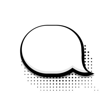 Vektör modern yarı ton kabarcık konuşma simgesini beyaz arka plan üzerinde.