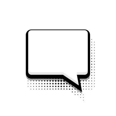 Vektör modern yarı ton kabarcık konuşma simgesini beyaz arka plan üzerinde.