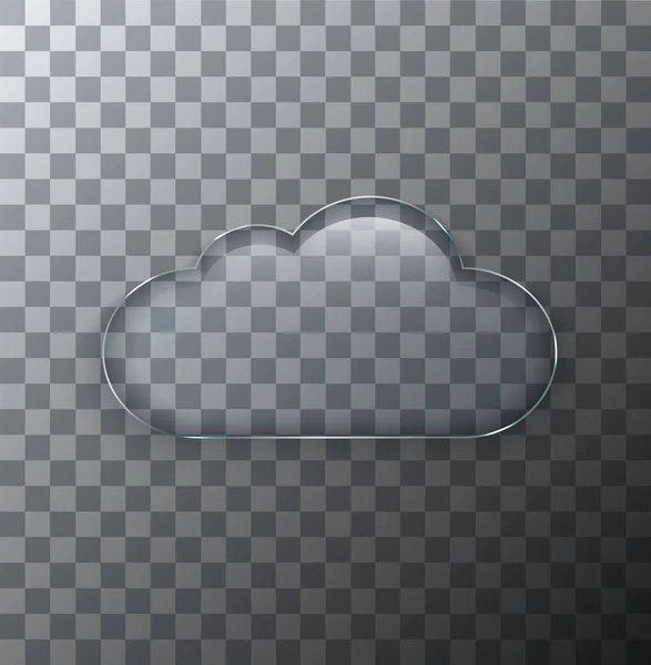 Placa de vidrio de nube transparente moderna vectorial con sombra sobre fondo de muestra . — Vector de stock