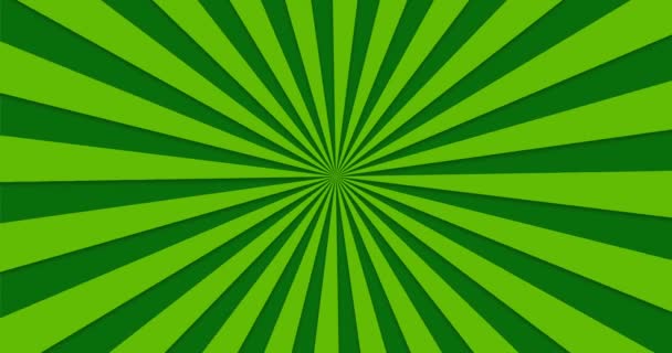 Анимированный фон зеленых вращающихся лучей — стоковое видео