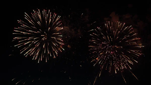 Fogos de artifício no céu noturno em honra do feriado . — Fotografia de Stock