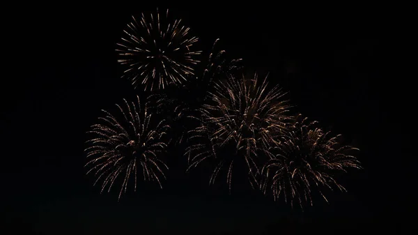 Πυροτεχνήματα στον ουρανό τη νύχτα προς τιμήν των διακοπών. — Φωτογραφία Αρχείου
