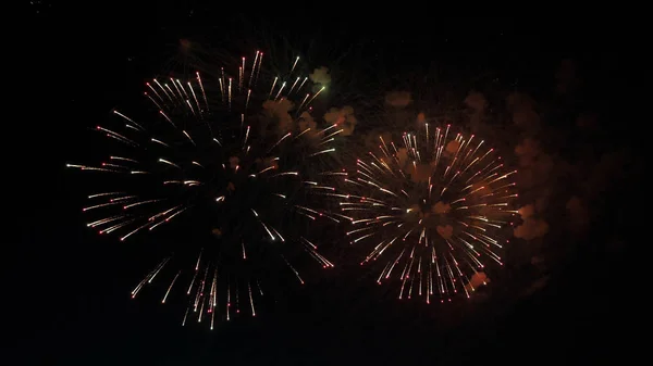 Vuurwerk in de nachtelijke hemel ter ere van de vakantie. — Stockfoto