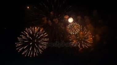 tatil onuruna gece gökyüzünde havai fişek.