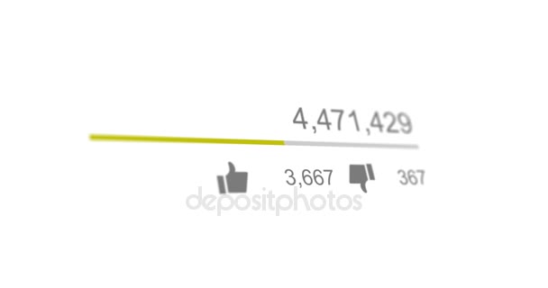 Animación de vídeo vistas contador, contador de gustos y disgustos de cerca. Vídeo 4K. Animación con alfa mate . — Vídeos de Stock