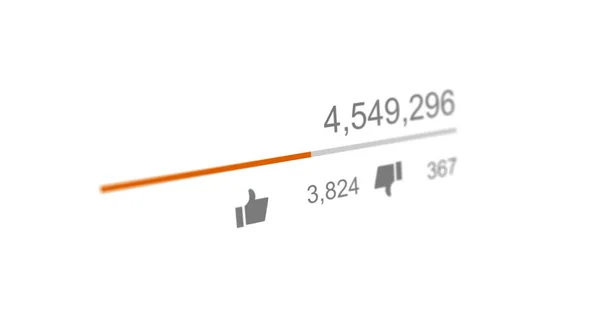 Video views counter, counter of likes and dislikes close up — Stock Photo, Image