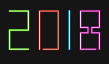 Modern neon 2018 mutlu yeni yıl arka plan vektör.