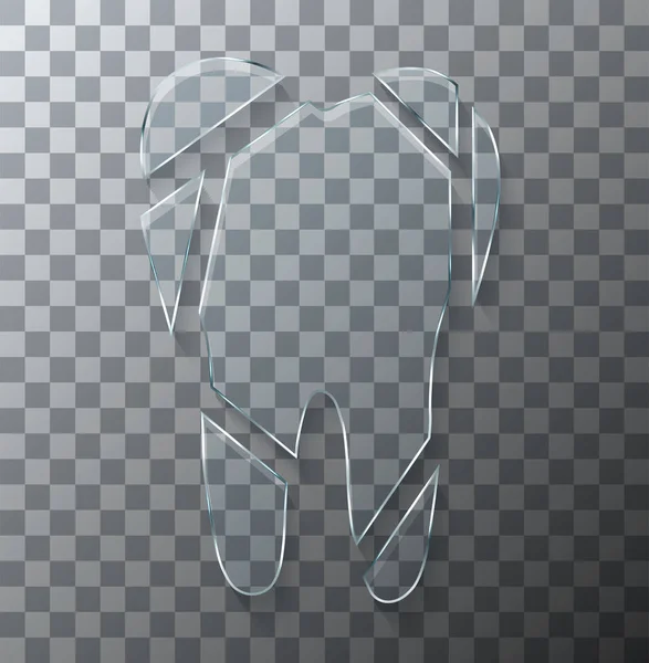 Διάνυσμα σπασμένο δόντι γυαλί σε διαφανές φόντο σύγχρονη έννοια. — Διανυσματικό Αρχείο