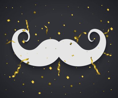 Modern bıyık Noel simge ve konfeti glitter vektör