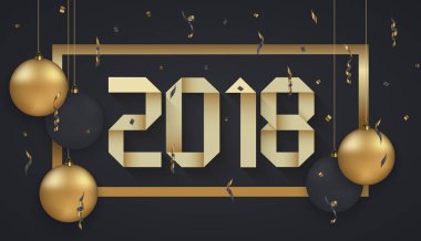 Vektör modern Noel veya 2018 Happy New Year kış tatil davetiye