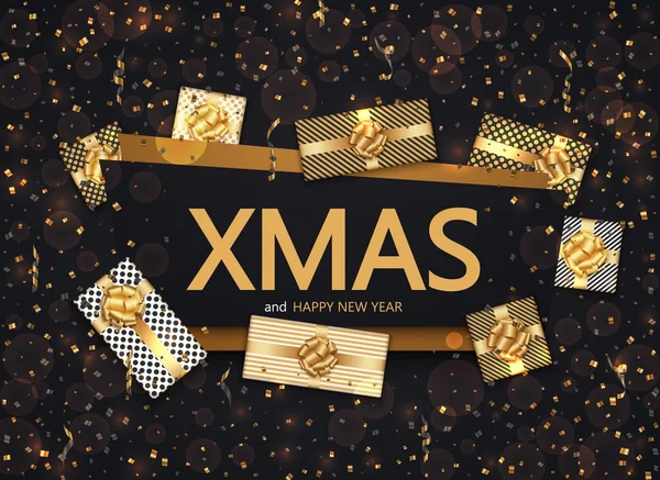 Vector moderno Navidad o 2018 Feliz Año Nuevo tarjeta de invitación de vacaciones de invierno — Vector de stock